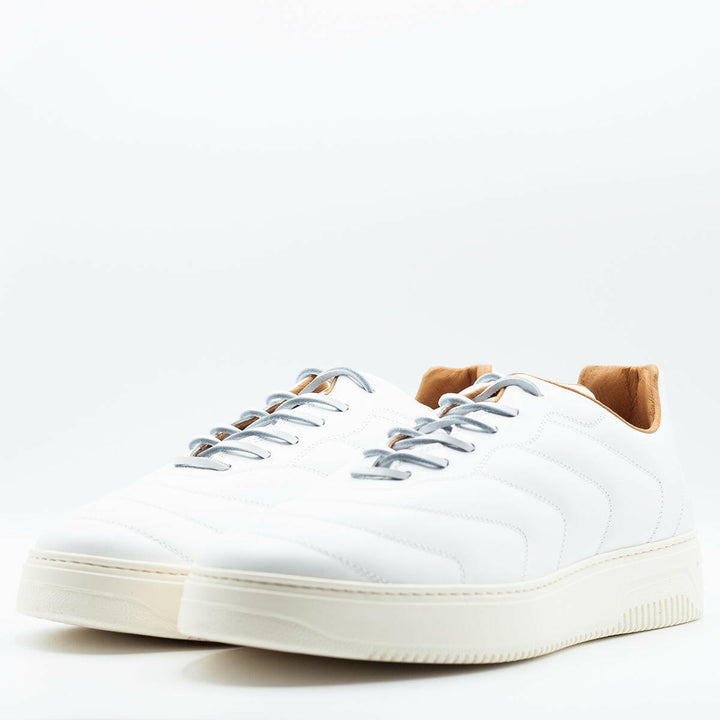 Spatarella Sneakers da uomo Bomber in pelle bianca Outlet