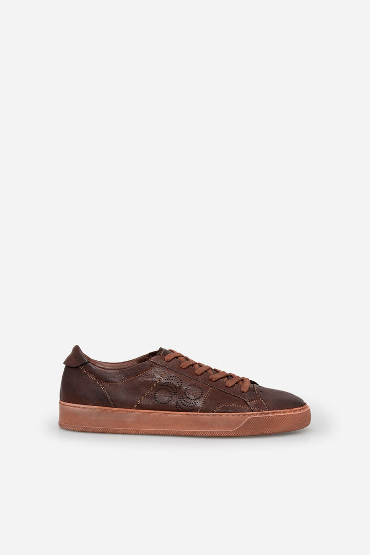 Spatarella Sneakers uomo Del Bello in pelle marrone effetto vintage Vendite Flash