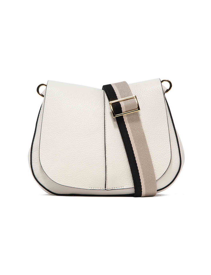 Spatarella Borse a spalla donna Helena Round in pelle panna con doppia tracolla Italia