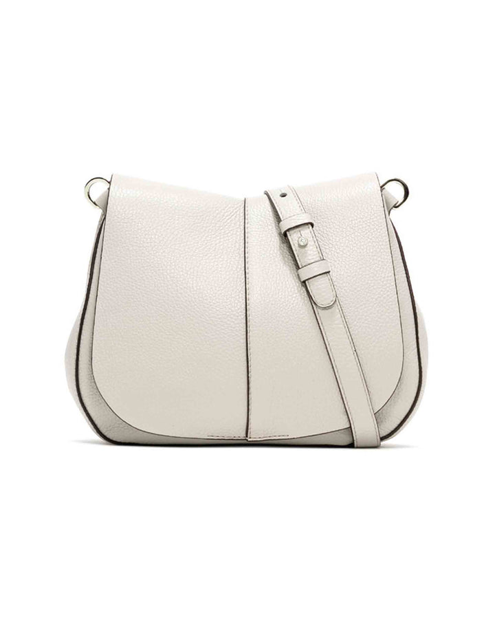 Spatarella Borse a spalla donna Helena Round in pelle panna con doppia tracolla Italia