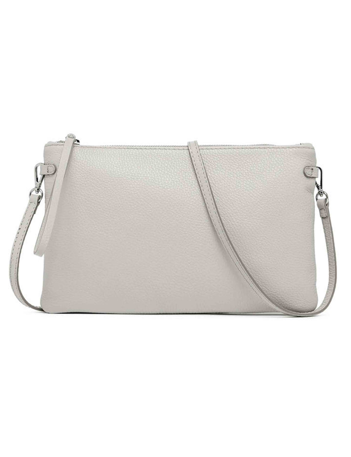 Spatarella Borse donna pochette Hermy in pelle grigia con manico a bracciale e tracolla in pelle Vendita