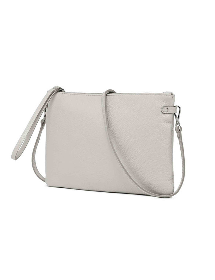 Spatarella Borse donna pochette Hermy in pelle grigia con manico a bracciale e tracolla in pelle Vendita