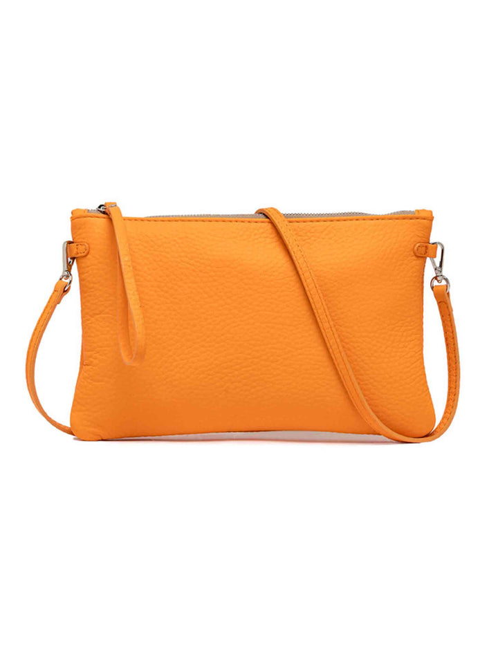 Spatarella Borse donna pochette Hermy in pelle arancione e naturale con manico a bracciale e tracolla Nuovo