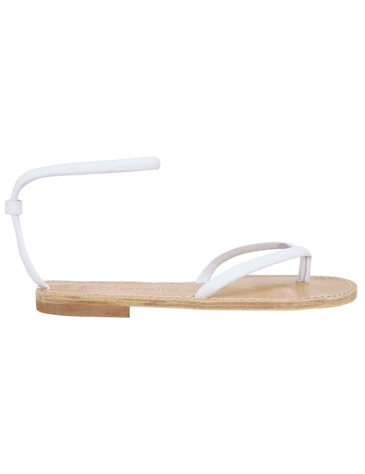 Spatarella Sandali flat donna infradito in pelle bianca con cavigliera Soddisfazione Garantita