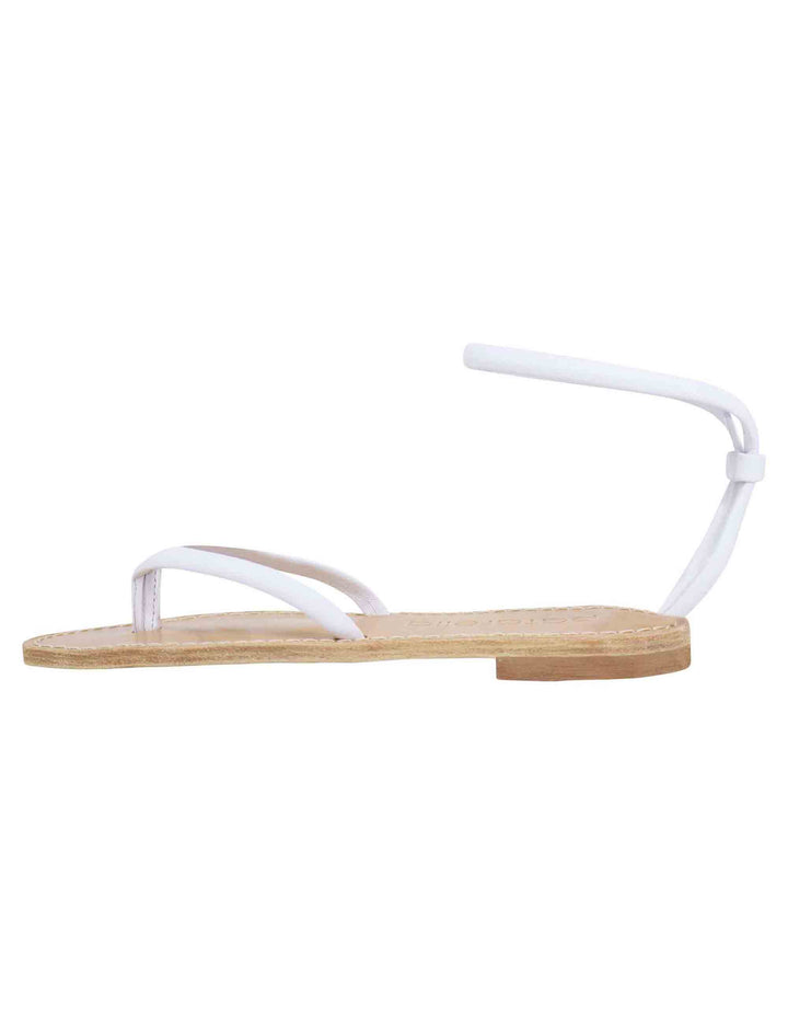 Spatarella Sandali flat donna infradito in pelle bianca con cavigliera Soddisfazione Garantita