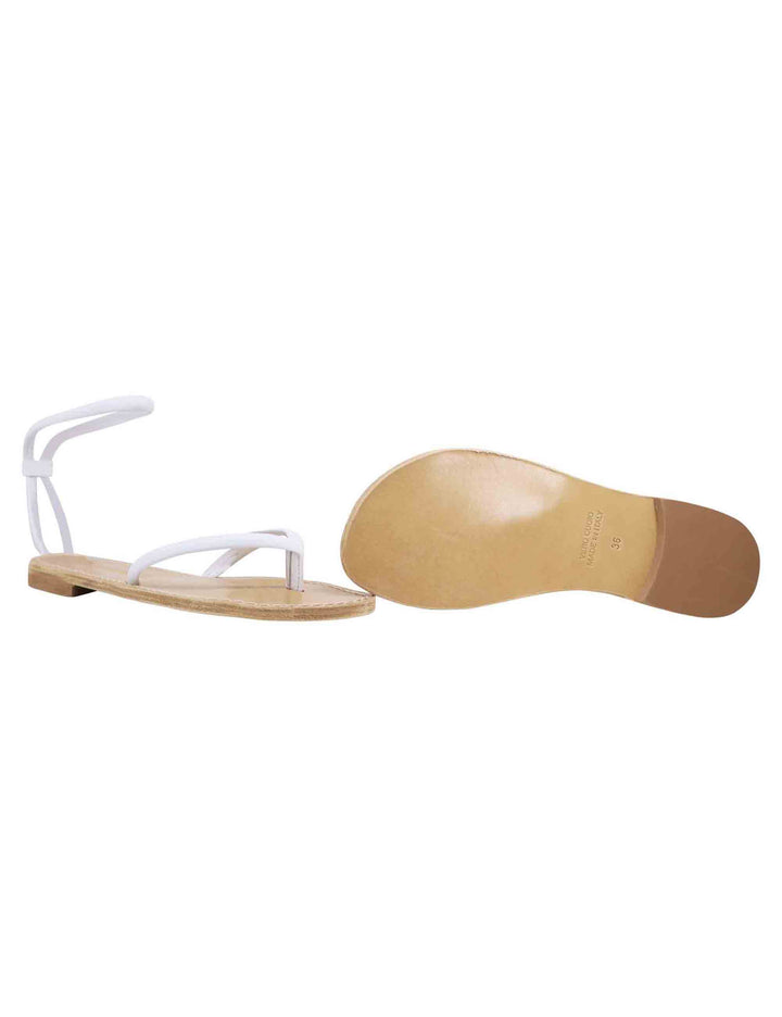 Spatarella Sandali flat donna infradito in pelle bianca con cavigliera Soddisfazione Garantita