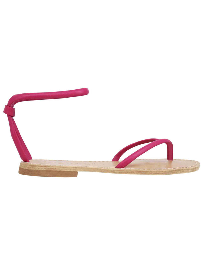 Spatarella Sandali flat donna infradito in pelle fuxia con cavigliera Qualità Garantita