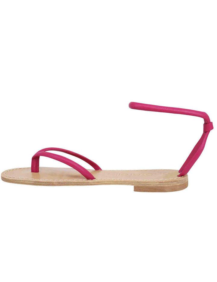 Spatarella Sandali flat donna infradito in pelle fuxia con cavigliera Qualità Garantita