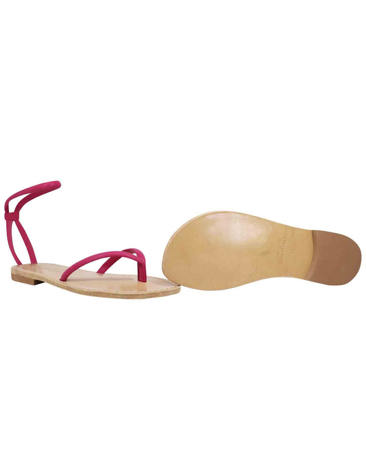 Spatarella Sandali flat donna infradito in pelle fuxia con cavigliera Qualità Garantita