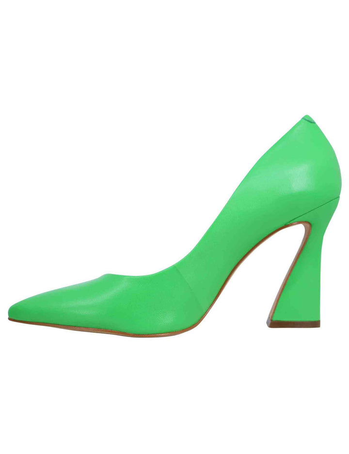 Spatarella Decollete donna in pelle verde con tacco alto e punta a punta Negozi Online