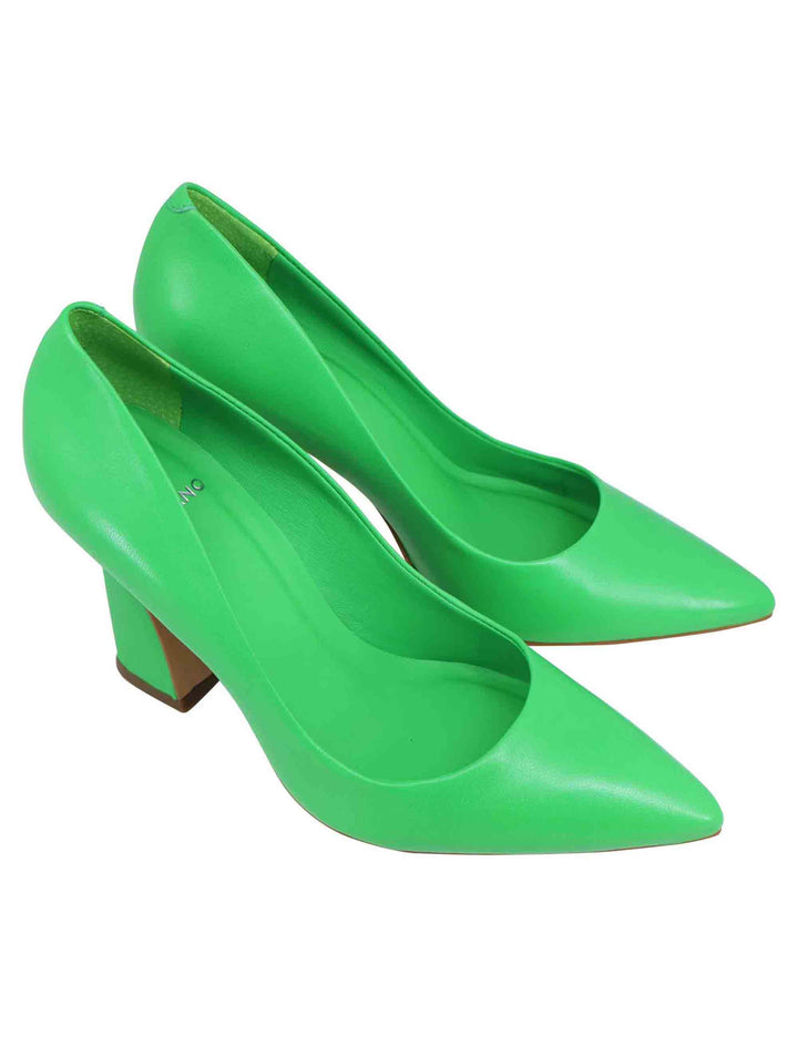 Spatarella Decollete donna in pelle verde con tacco alto e punta a punta Negozi Online
