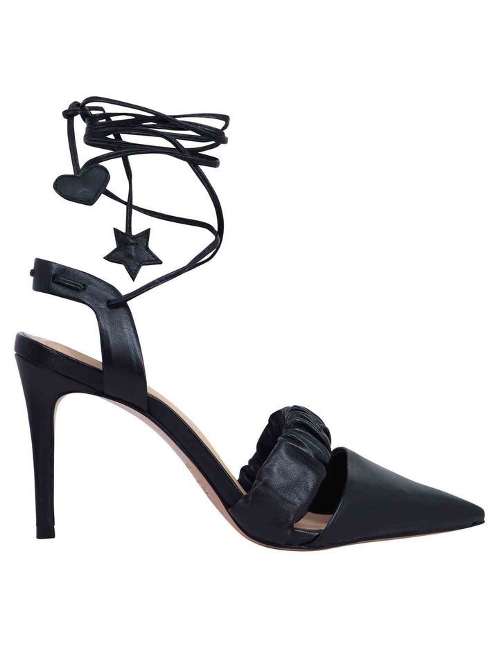 Spatarella Decollete slingback donna in pelle bianca con laccetti alla caviglia tacco alto Consegna Veloce