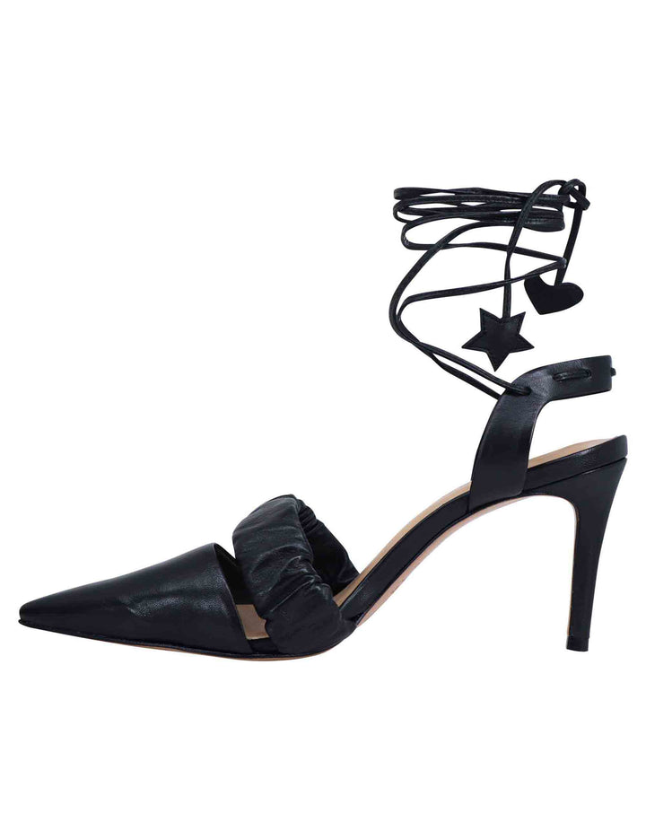 Spatarella Decollete slingback donna in pelle bianca con laccetti alla caviglia tacco alto Consegna Veloce