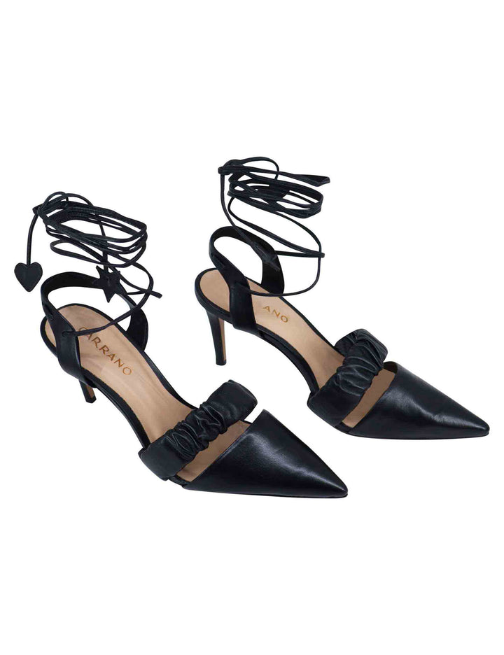 Spatarella Decollete slingback donna in pelle bianca con laccetti alla caviglia tacco alto Consegna Veloce