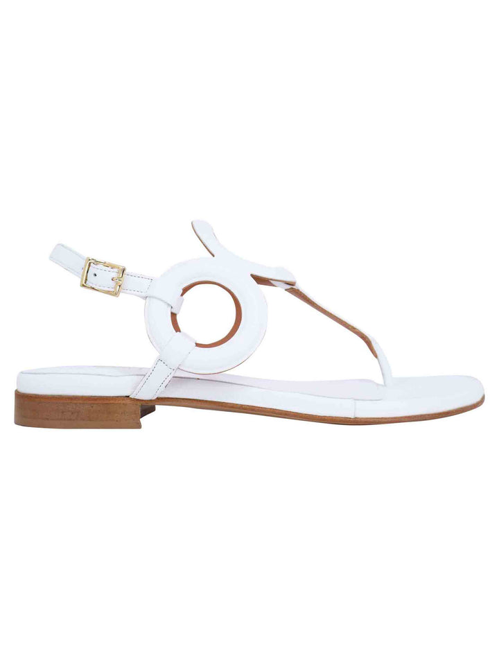 Spatarella Sandali infradito slingback donna in pelle bianca con punta tonda e tacco basso Promozione Limitata