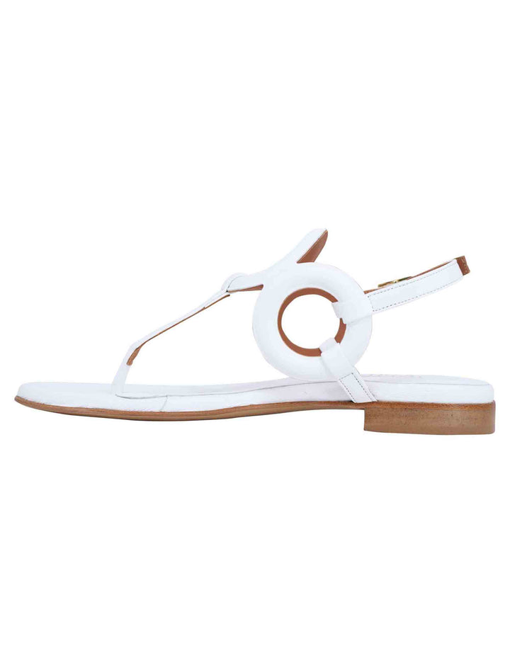 Spatarella Sandali infradito slingback donna in pelle bianca con punta tonda e tacco basso Promozione Limitata