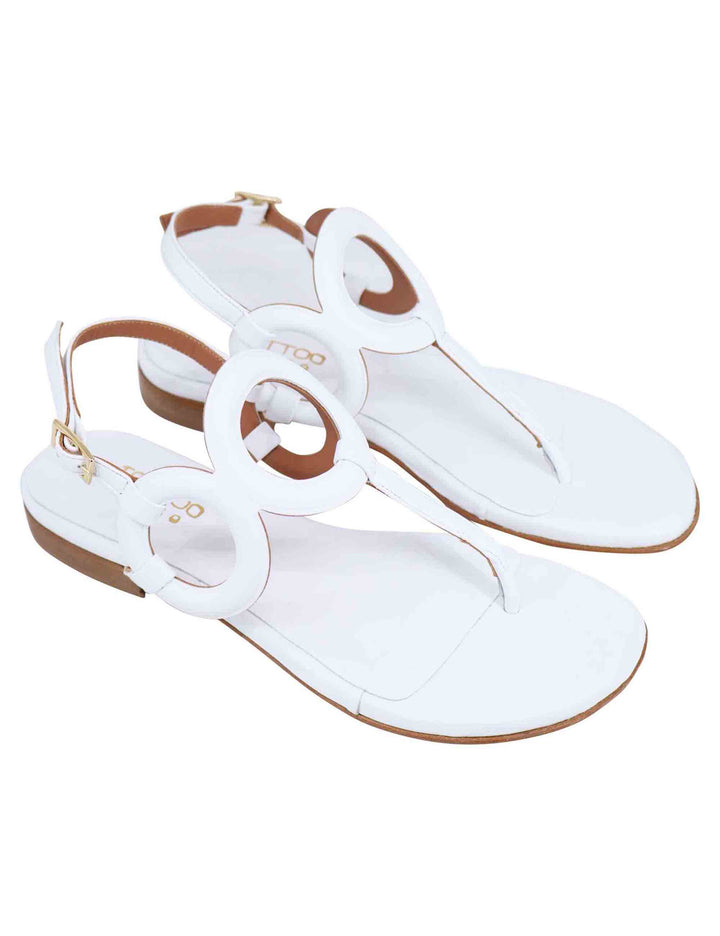 Spatarella Sandali infradito slingback donna in pelle bianca con punta tonda e tacco basso Promozione Limitata