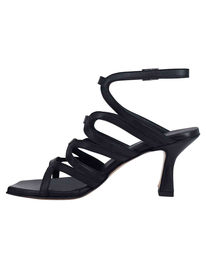 Spatarella Sandali slingback donna in pelle nera con tacco alto e punta quadra Convenienza