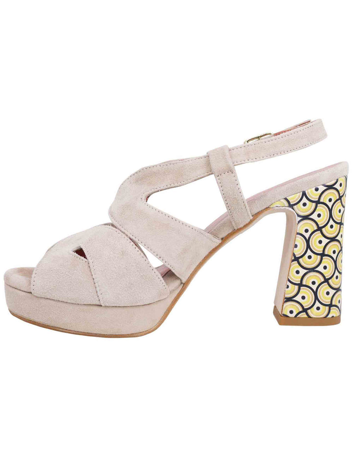 Spatarella Sandali slingback donna in camoscio sabbia con tacco alto e plateau Affare Del Giorno