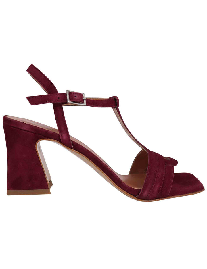 Spatarella Sandali slingback donna in camoscio bordeaux con punta quadra Sottocosto