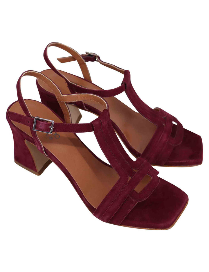 Spatarella Sandali slingback donna in camoscio bordeaux con punta quadra Sottocosto
