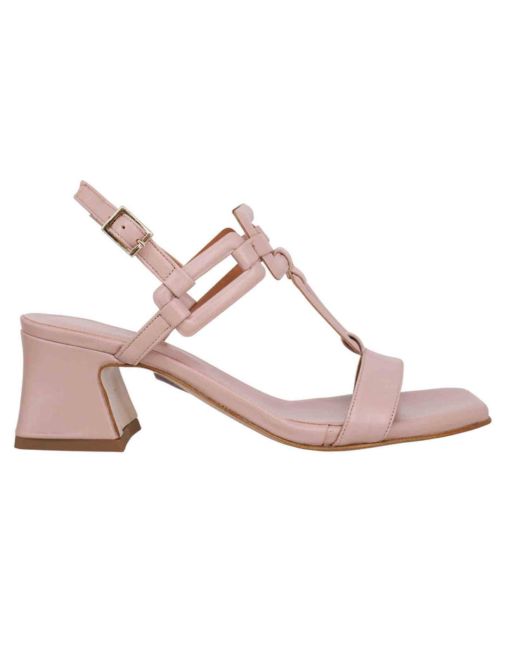 Spatarella Sandali sligback donna in pelle cipria con punta quadra e tacco in pelle Convenienza