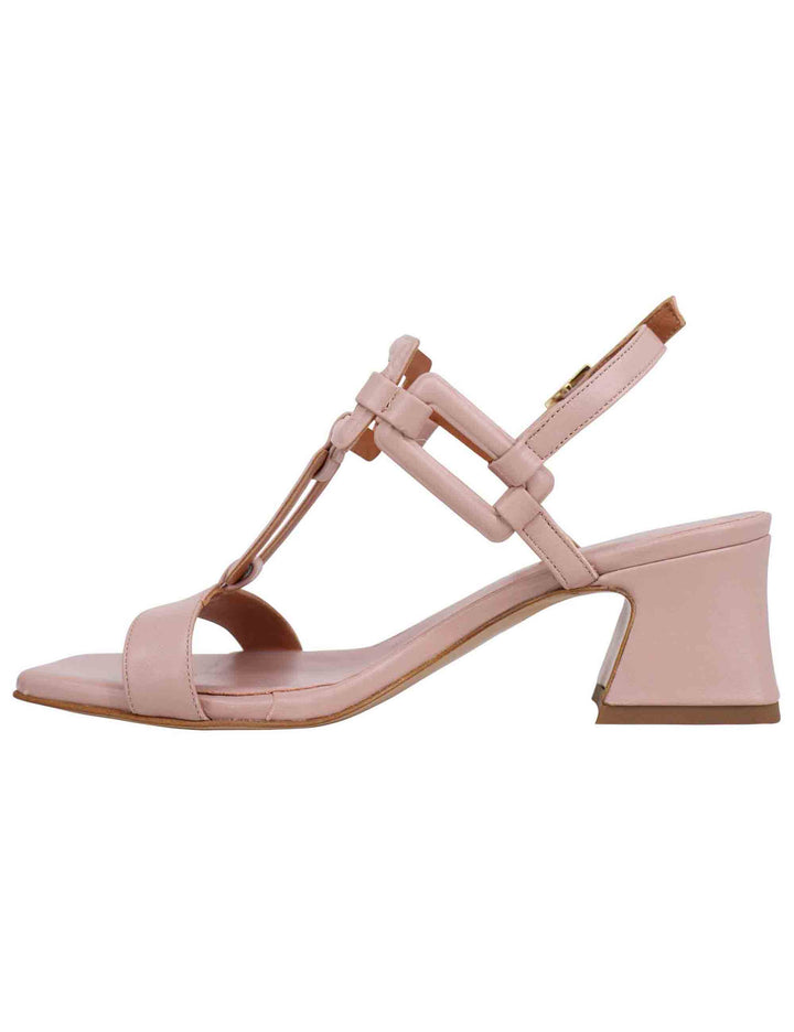 Spatarella Sandali sligback donna in pelle cipria con punta quadra e tacco in pelle Convenienza