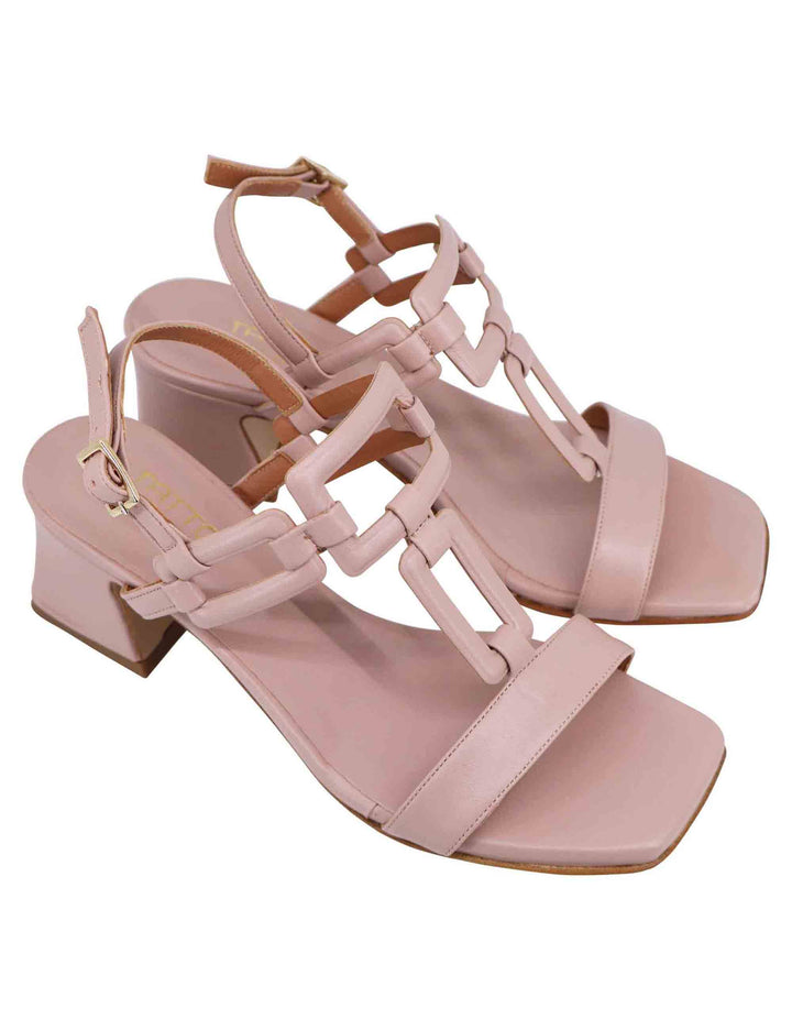 Spatarella Sandali sligback donna in pelle cipria con punta quadra e tacco in pelle Convenienza