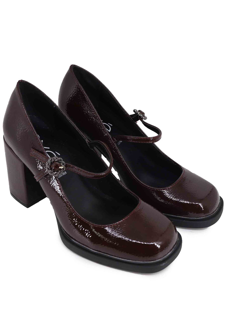Spatarella Decollete donna in vernice bordeaux con tacco alto e punta tonda Offerta