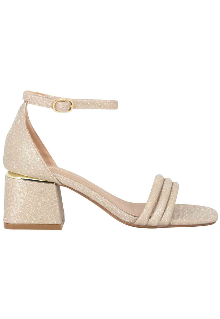 Spatarella Sandali donna in tessuto glitter oro con tallone chiuso e cinturino alla caviglia Saldi