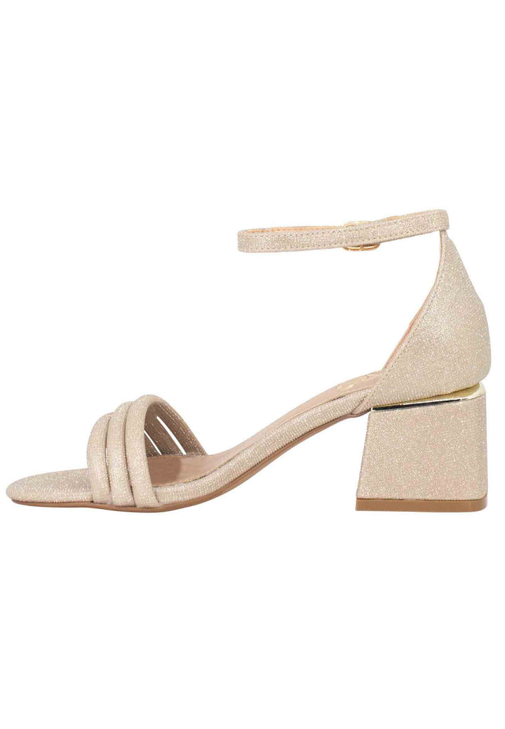 Spatarella Sandali donna in tessuto glitter oro con tallone chiuso e cinturino alla caviglia Saldi