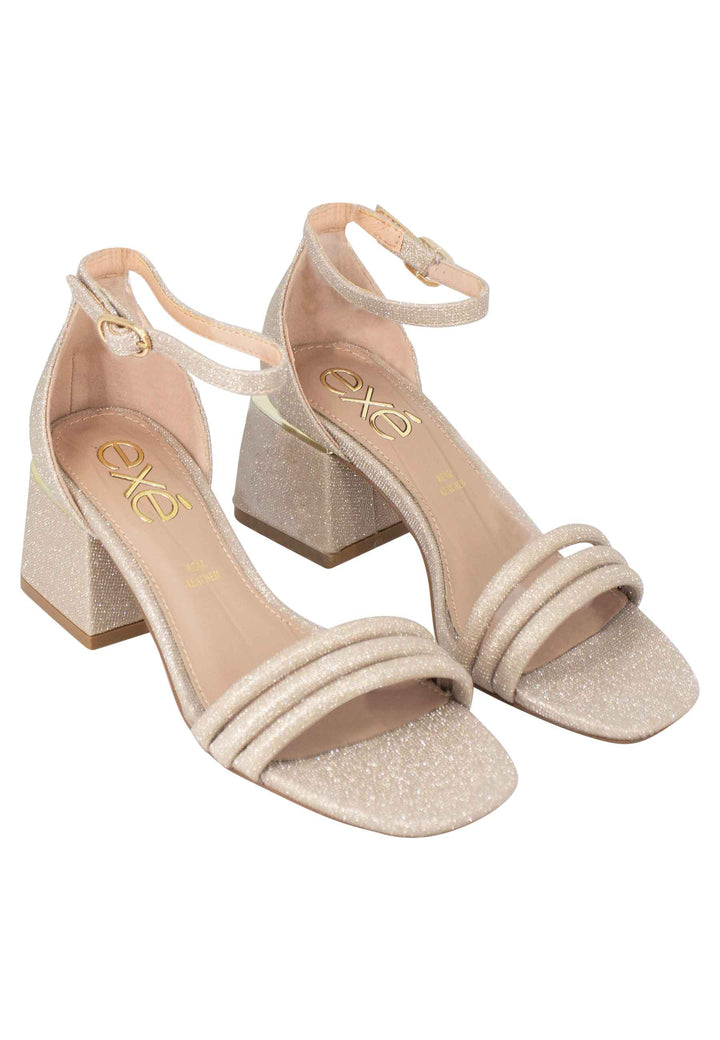 Spatarella Sandali donna in tessuto glitter oro con tallone chiuso e cinturino alla caviglia Saldi