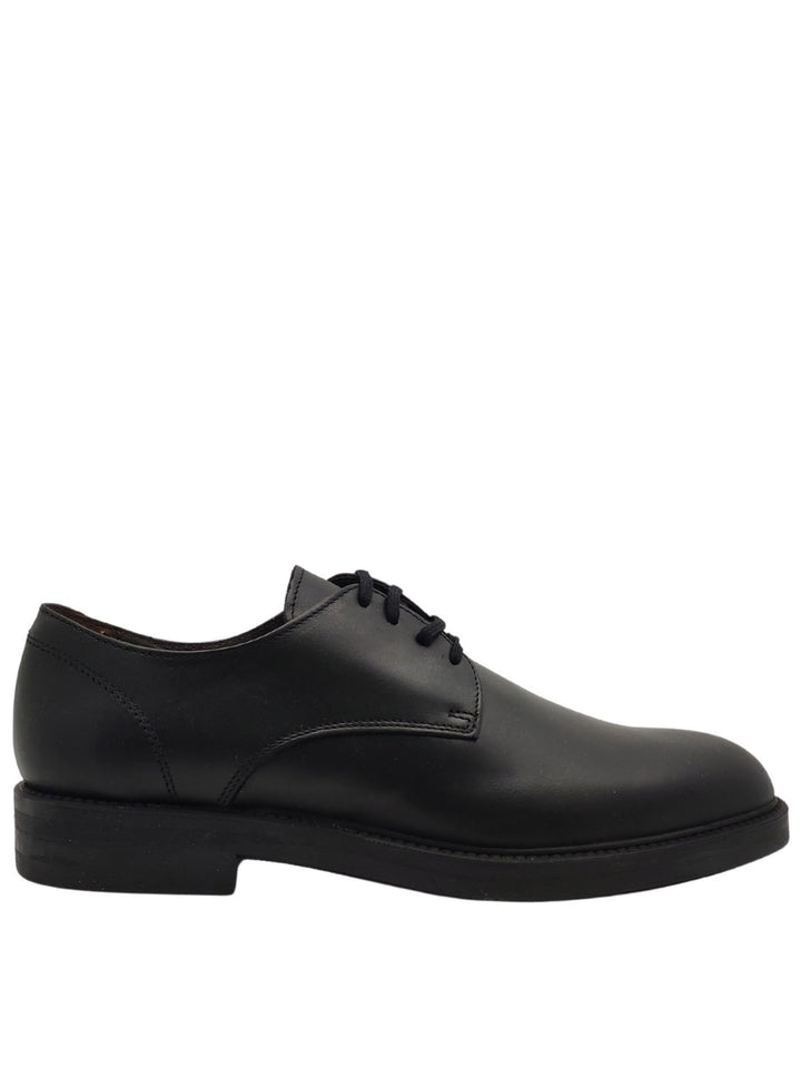 Spatarella Calzature Uomo Stringate Waterproof in Pelle Nera Opaca con Tomaia Liscia e Fondo in Gomma Moda