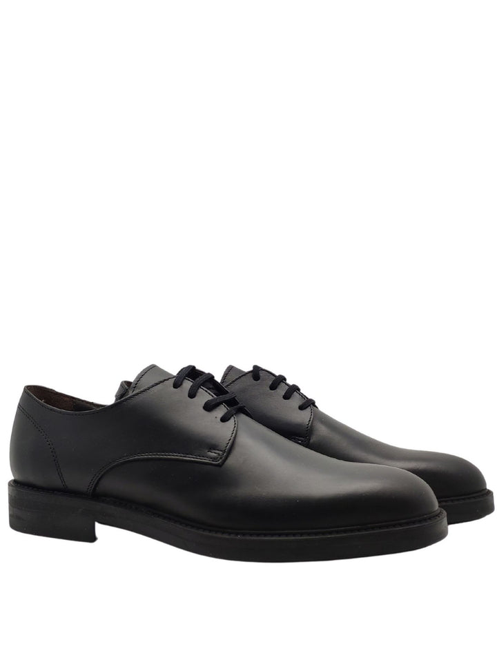 Spatarella Calzature Uomo Stringate Waterproof in Pelle Nera Opaca con Tomaia Liscia e Fondo in Gomma Moda