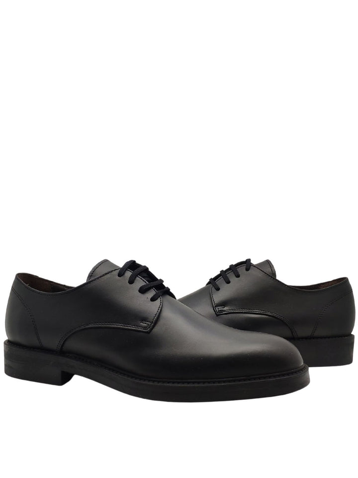 Spatarella Calzature Uomo Stringate Waterproof in Pelle Nera Opaca con Tomaia Liscia e Fondo in Gomma Moda