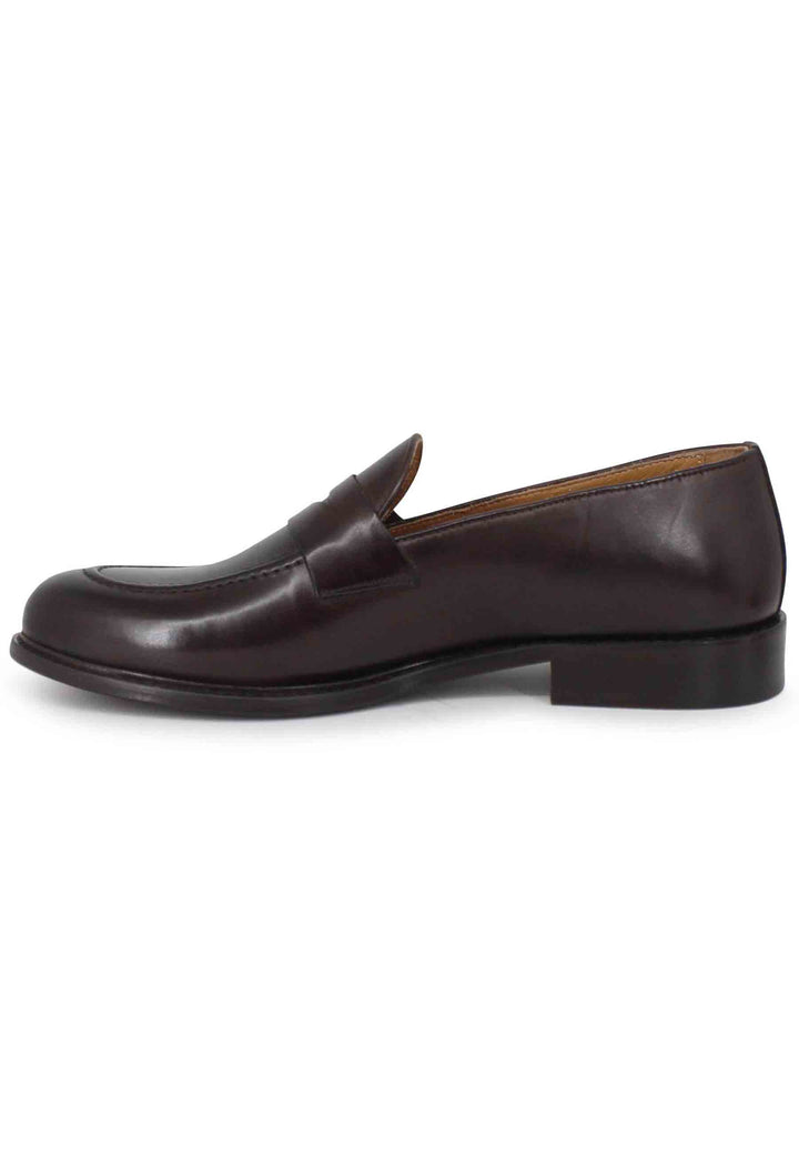 Spatarella Mocassini uomo in pelle marrone con suola in cuoio Italy