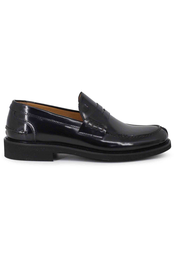 Spatarella Mocassini uomo in pelle nera con suola cucita in gomma ultra leggera 2025
