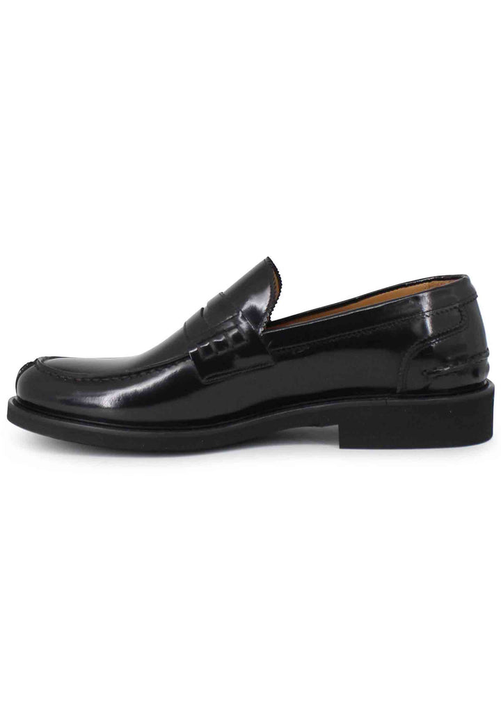 Spatarella Mocassini uomo in pelle nera con suola cucita in gomma ultra leggera 2025