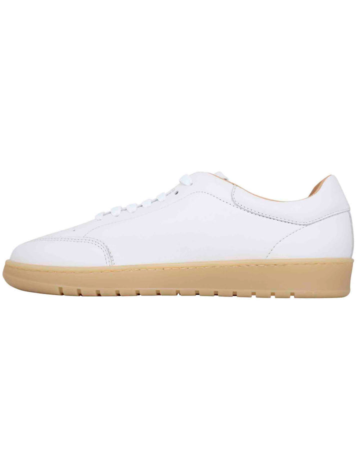 Spatarella Sneakers uomo in pelle bianca con suola in gomma ambra Promozione