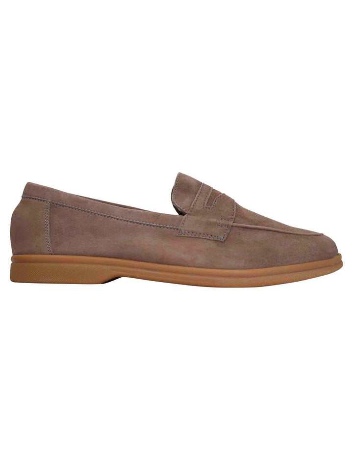 Spatarella Mocassini uomo in camoscio taupe con suola in gomma leggera Spedizione Gratuita