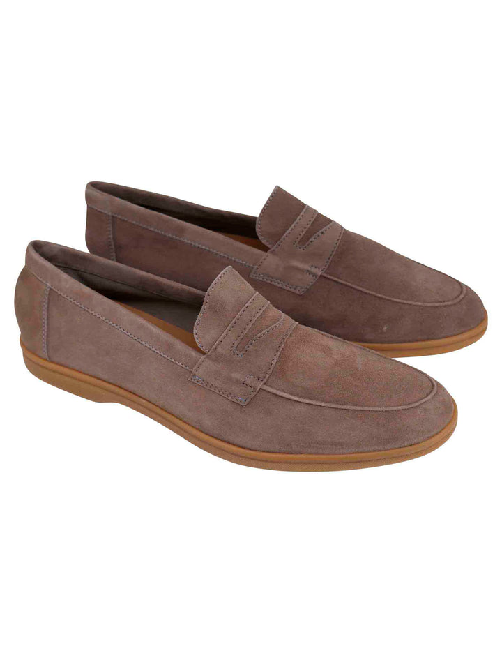 Spatarella Mocassini uomo in camoscio taupe con suola in gomma leggera Spedizione Gratuita