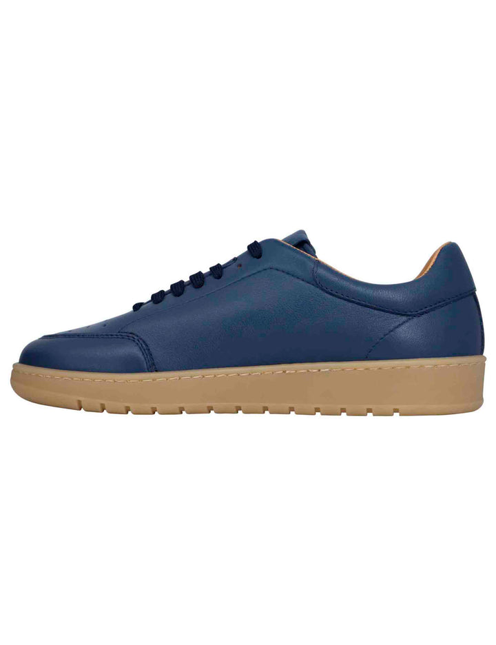 Spatarella Sneakers uomo in pelle celeste con suola in gomma ambra Pezzi Unici