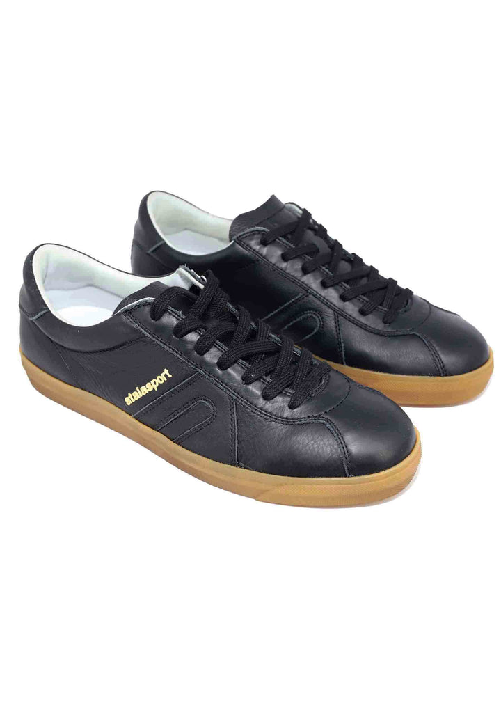 Spatarella Sneakers uomo in pelle nera Consegna Veloce