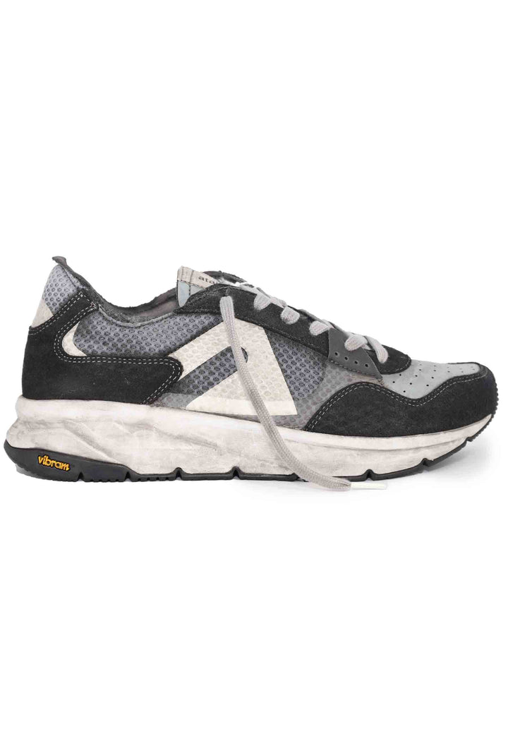 Spatarella Sneakers uomo in tessuto tecnico e pelle grigia con suola vibram Fino Al -60%