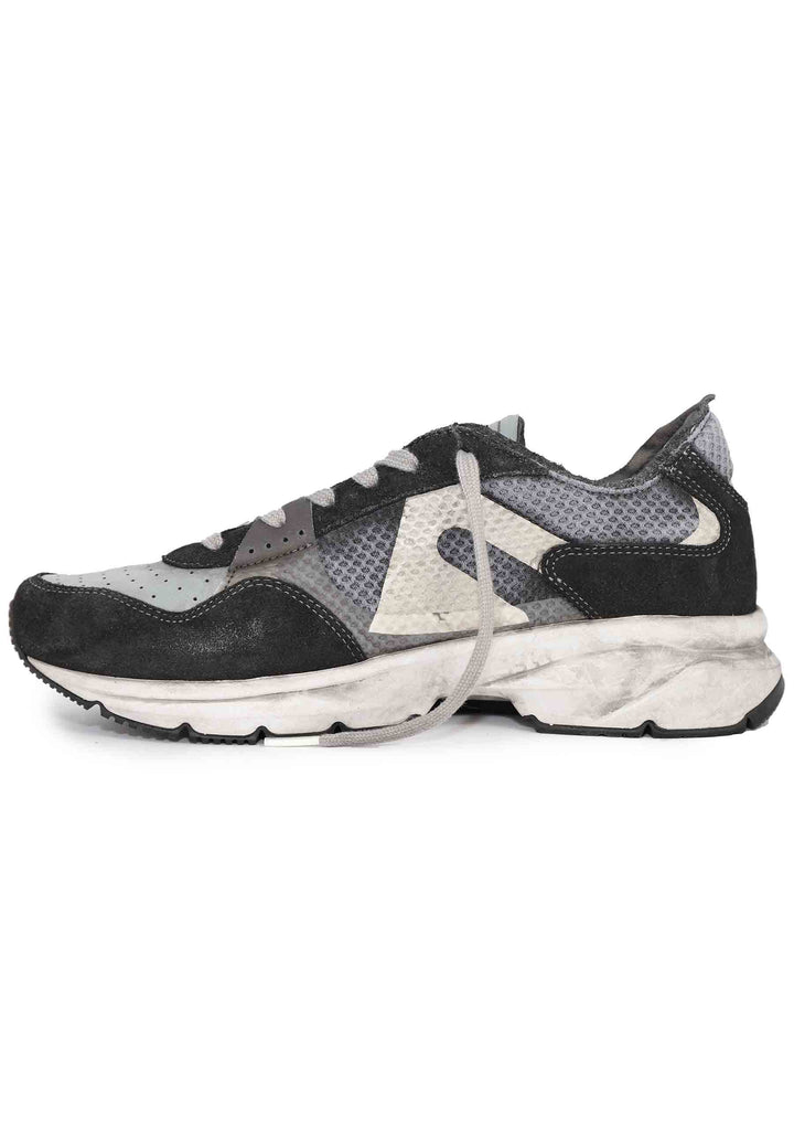 Spatarella Sneakers uomo in tessuto tecnico e pelle grigia con suola vibram Fino Al -60%