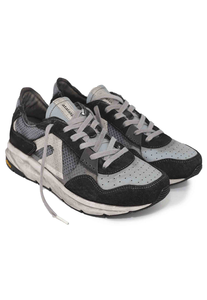 Spatarella Sneakers uomo in tessuto tecnico e pelle grigia con suola vibram Fino Al -60%