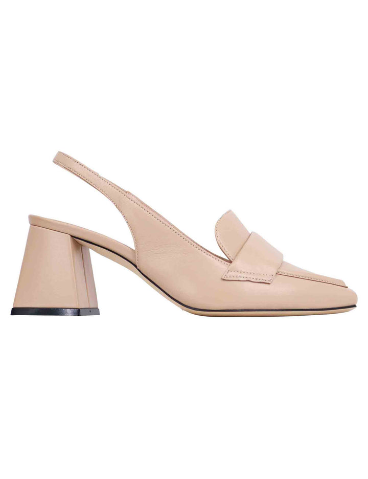 Spatarella Decollete slingback donna in pelle cipria con punta quadra Economico