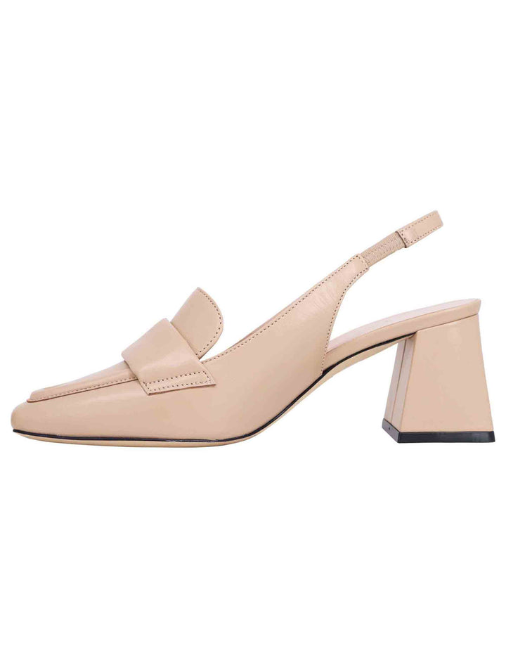 Spatarella Decollete slingback donna in pelle cipria con punta quadra Economico