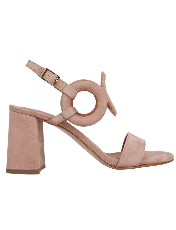 Spatarella Sandali slingback donna in camoscio beige con tacco alto e punta tonda Online
