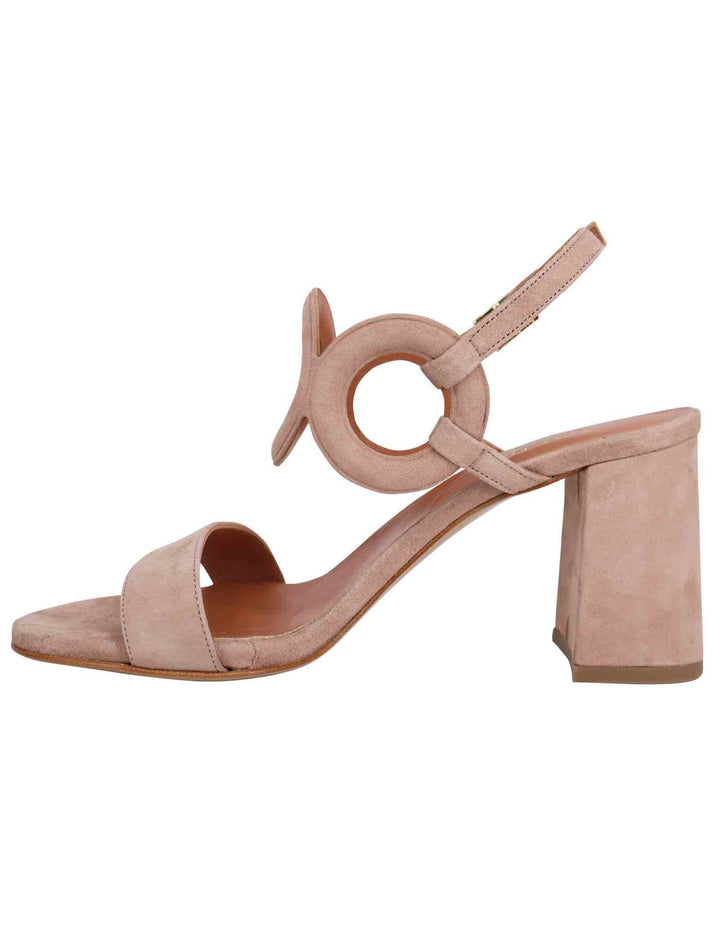 Spatarella Sandali slingback donna in camoscio beige con tacco alto e punta tonda Online